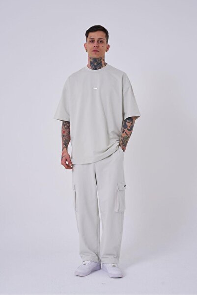 Machinist Ανδρικό μπλουζάκι με φερμουάρ με στάμπα μεγάλου μεγέθους σε γκρι χρώμα