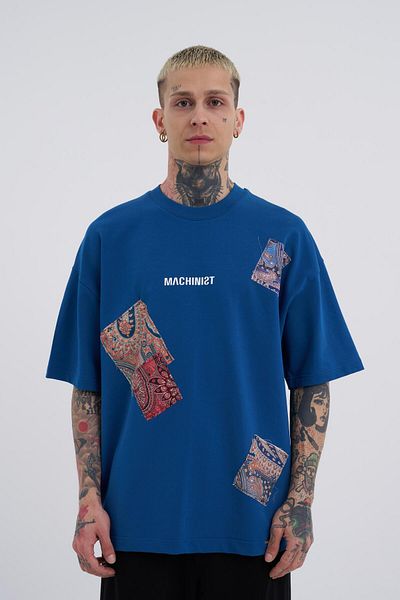 Machinist Ανδρικό μπλουζάκι Indigo Oversize Patchwork