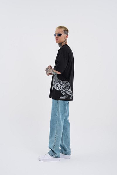 Machinist Ανδρικό μπλουζάκι με στάμπα Leopard Oversize μαύρο