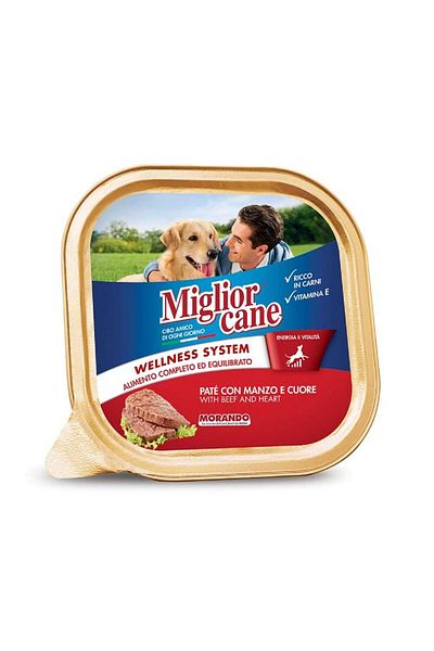 Miglior Pate with Beef and Heart Wet Dog Food - 150g Pack of 12