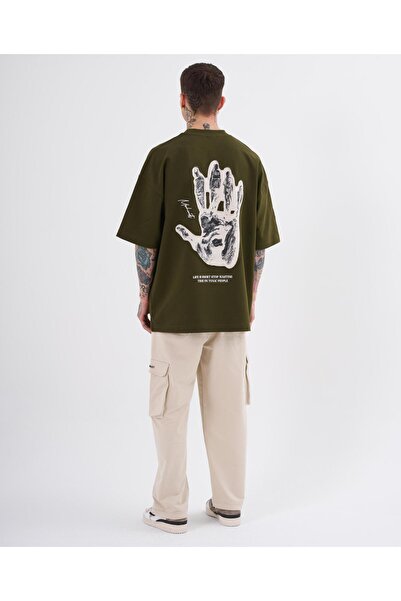 Machinist Men's Oversize Khaki T-Shirt - Toxic People Printed