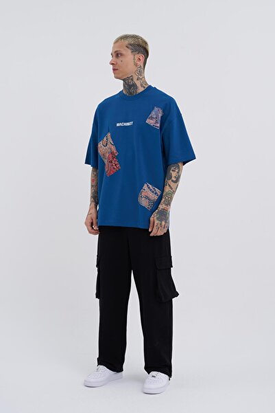 Machinist Ανδρικό μπλουζάκι Indigo Oversize Patchwork