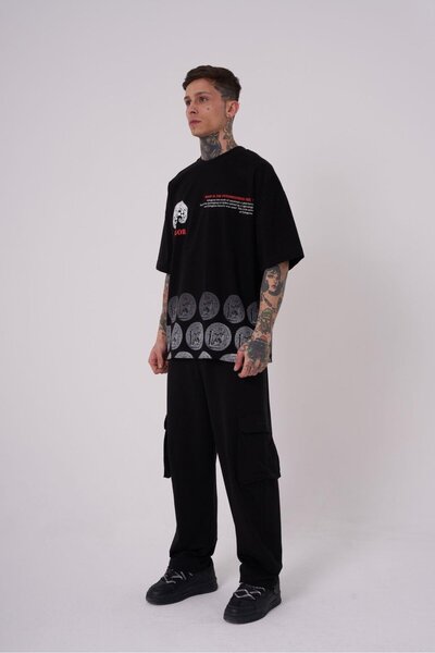 Machinist Ανδρικό Premium Pythagoras Printed Oversize Μαύρο T-Shirt