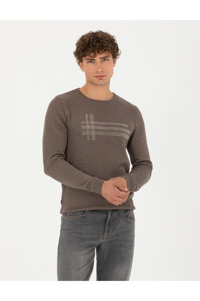 Pierre Cardin Mink Melange Slim Fit Crew Neck Knitwear Sweater -50278091-VR174