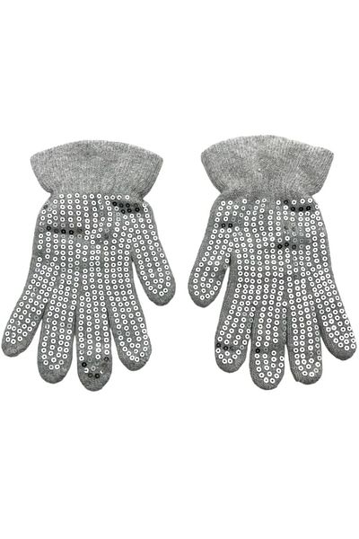AXE SPORTSWEAR Winter Gray Shiny Sequin Knitwear Wool Glove - Soft Textured