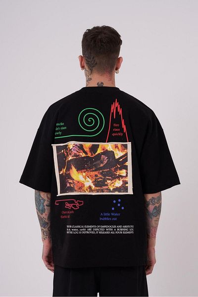 Machinist Ανδρικό Premium Aristoteles Printed Oversize Μαύρο T-Shirt