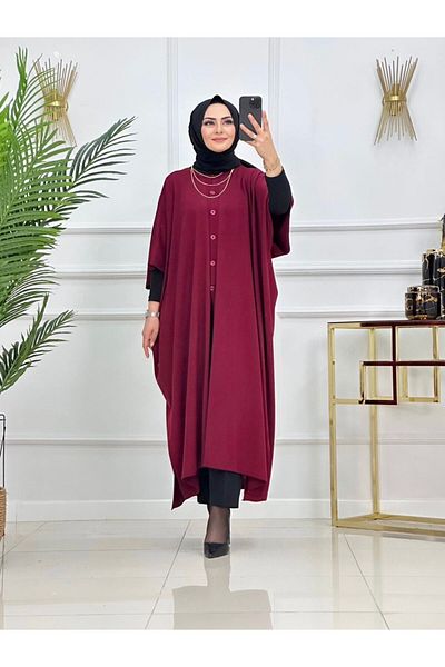 VALENS BOUTİQUE Tesetur Poncho Knitwear Button Poncho