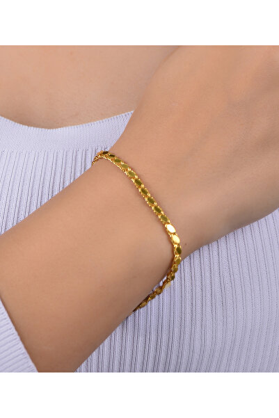 B.S. SÖYLEMEZ KUYUMCULUK VE EMLAK Arpa Pullu Altın Zincir Bileklik 22ayar 5.25gr 3.5 Mm