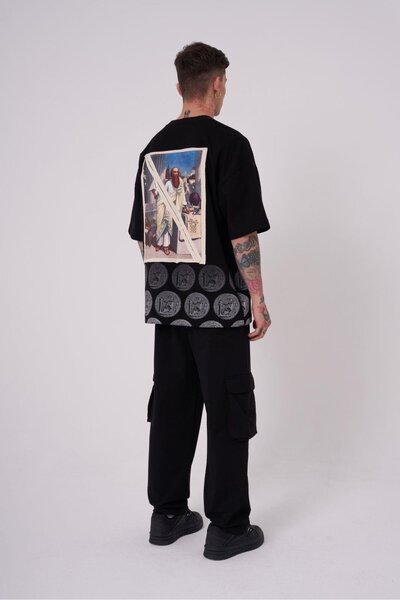 Machinist Ανδρικό Premium Pythagoras Printed Oversize Μαύρο T-Shirt