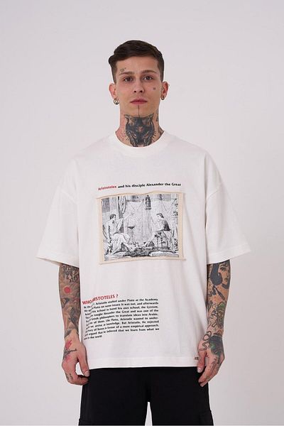 Machinist Ανδρικό μπλουζάκι Premium Aristoteles Printed Oversize Ecru