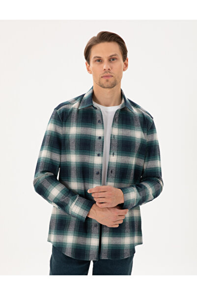 Pierre Cardin Πράσινο Μακρυμάνικο Πουκάμισο Ξυλοκόπτη Κανονικής Εφαρμογής 502...