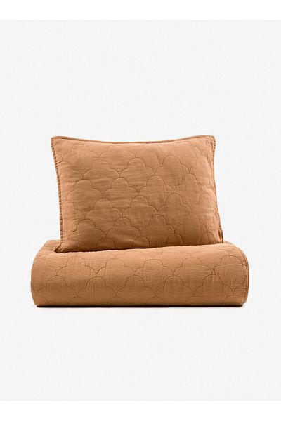 Barine Serenity Linen Quilted Bedspread Set Brown 240X260