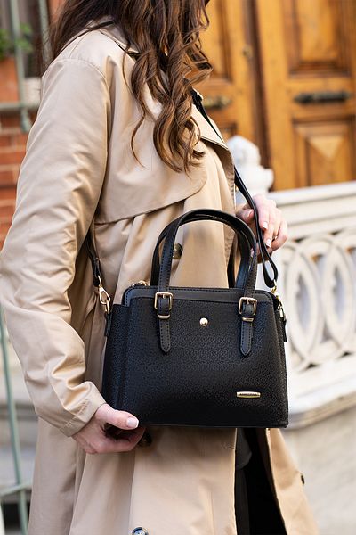 Sanmorris Curea lungă pentru femei, cu 4 compartimente, accesorii aurii, simplu, elegant, mozaic negru, geantă de umăr și de mână