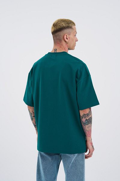 Machinist Men's Raw Crossbreed Detailed Oversize Petrol Green T-Shirt
