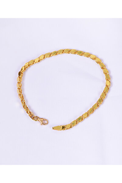 B.S. SÖYLEMEZ KUYUMCULUK VE EMLAK Arpa Pullu Altın Zincir Bileklik 22ayar 5.25gr 3.5 Mm
