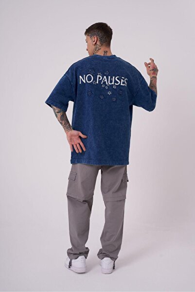 Machinist Чоловіча футболка Oversize з принтом No Pouses INDIGO SPOTTED