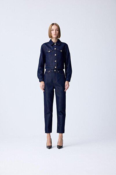 rue Gold Düğme Detaylı Lacivert Denim Pantolon