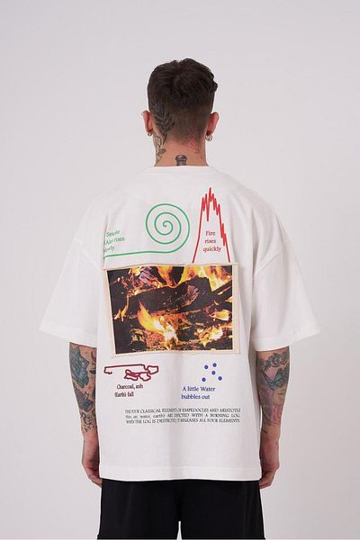 Machinist Ανδρικό μπλουζάκι Premium Aristoteles Printed Oversize Ecru