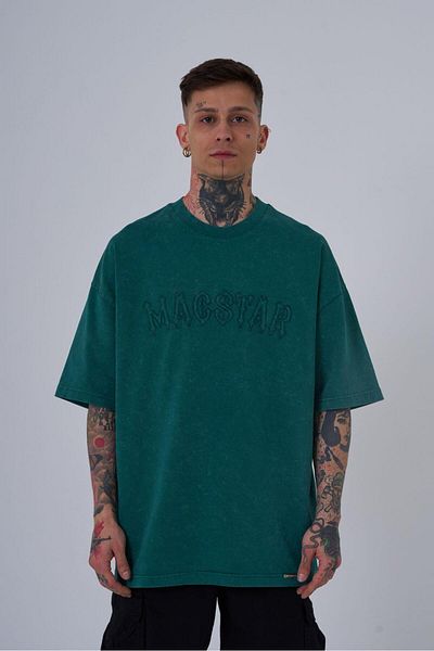 Machinist Ανδρικό μπλουζάκι Petrol Green Oversize Cloudy - Original Yakimli