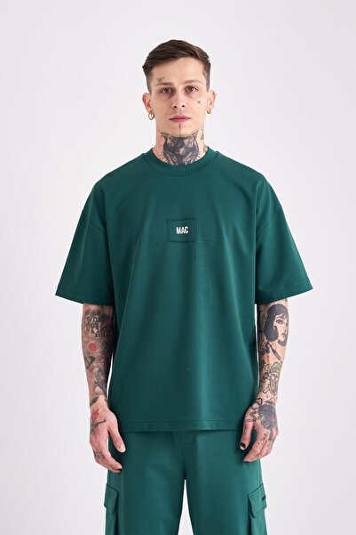 Machinist Ανδρικό μπλουζάκι Eternity με τύπωμα oversized Petrol Green