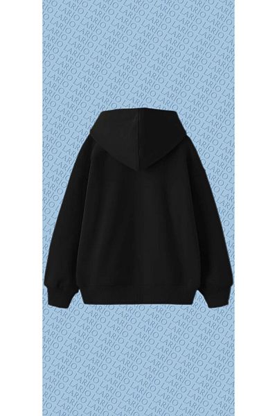 Lario Garfield Printed Oversize Unisex Premium Black Sweatshirt