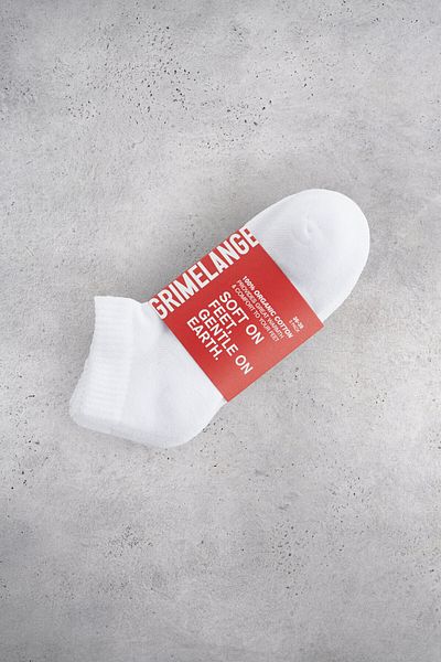 GRIMELANGE Earien Women's Organic Cotton 3 Pack White Socks
