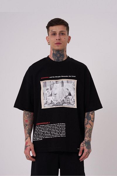 Machinist Ανδρικό Premium Aristoteles Printed Oversize Μαύρο T-Shirt