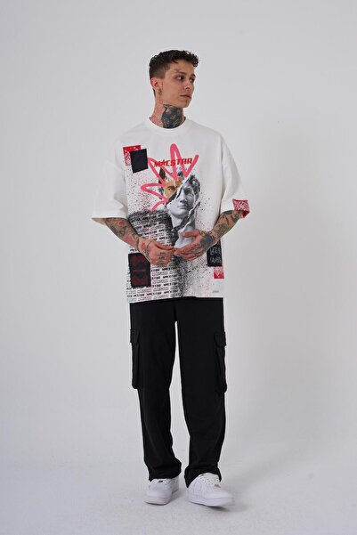 Machinist Ανδρικό μπλουζάκι Macstar Statue Printed Oversize Ecru