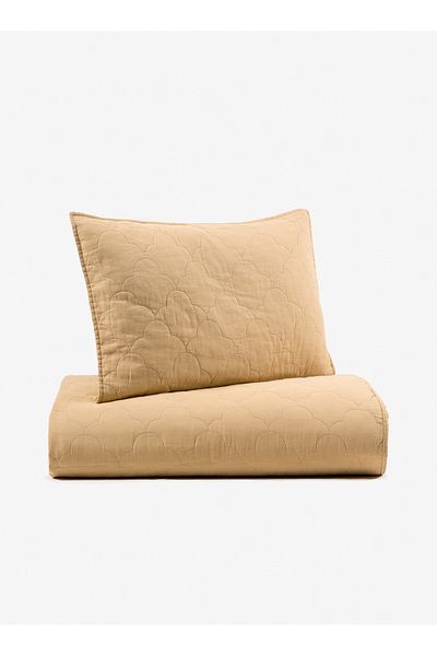 Barine Serenity Linen Quilted Bedspread Set Dark Beige 240X260