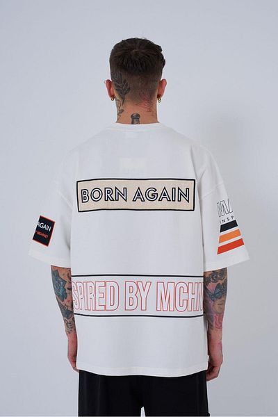 Machinist Men's Inspired By Machinist Printed Oversize Ecru T-Shirt