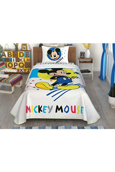 Taç Lisanslı Pike Takımı Disney Mickey Mouse Colour Queen 120x200 Tek Kişilik