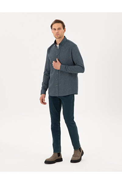 Pierre Cardin Yeşil Regular Fit Uzun Kollu Oxford Gömlek 50292662-VR054