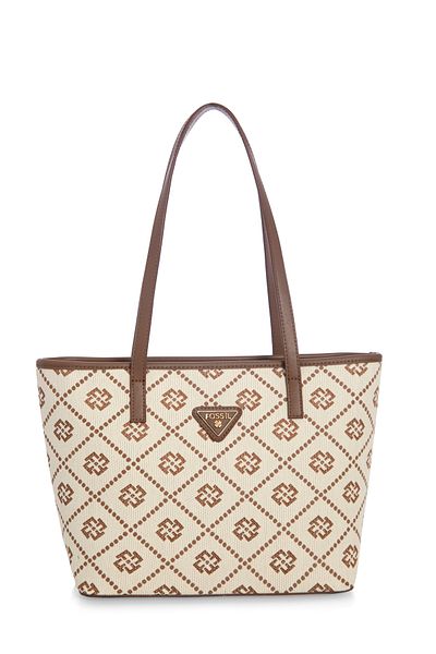 Fossil Tan Women's 34x23x13 cm Canvas Crossbody Bag 05FM24Y1015
