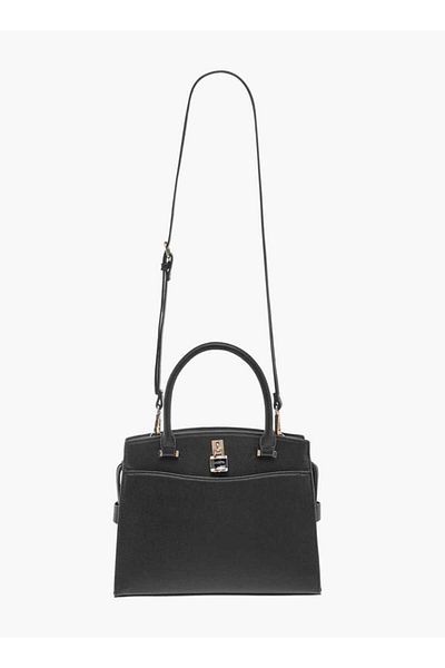 Celeste Solid Tote Bag with Lock Charm and Detachable Strap