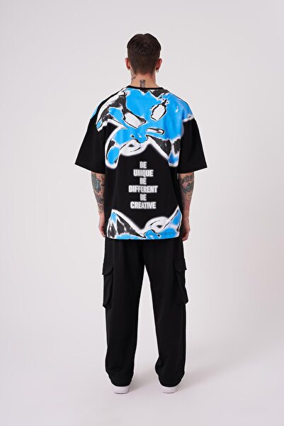 Machinist Ανδρικό μπλουζάκι με στάμπα Lotus Flower Oversize μαύρο