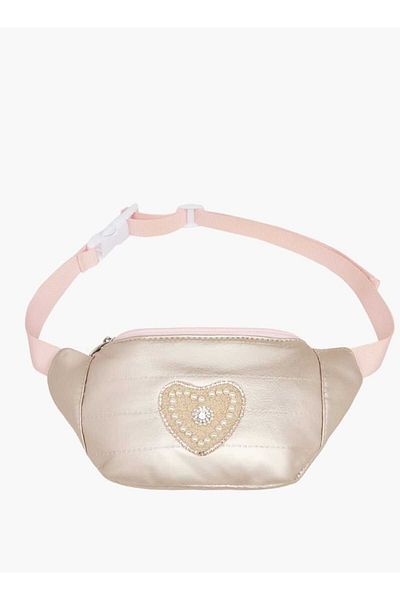 Little Missy Embellished Heart Waist Bag with Zip Closure