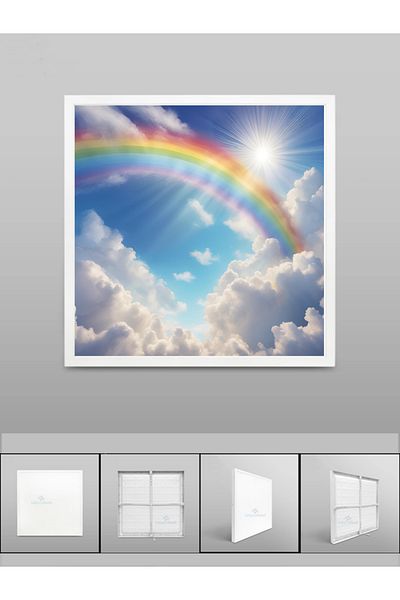 Gökyüzü Panel 60cm X 60cm Square Rainbow Lamp - Children's Room White Light Printed Led Chandelier