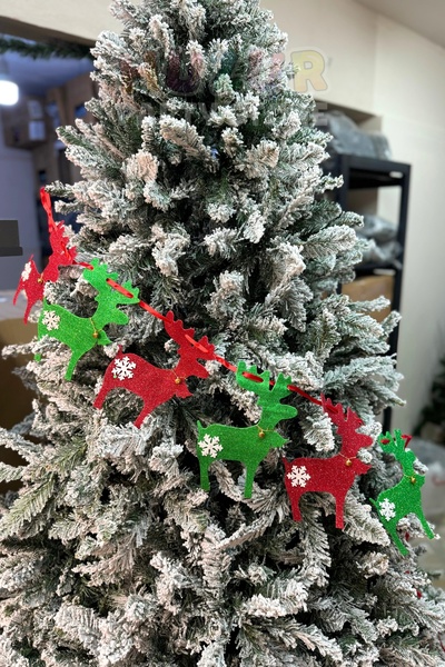 Huzur Party Store غزال إيفا لامع باللون الأحمر والأخضر بطول 2 متر مع أجراس ند...