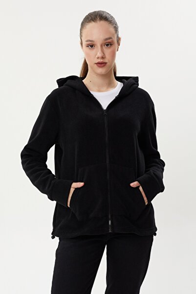 Twister Jeans TWİSTER JEANS FERMUARLI KAPŞONLU BELİ LASTİKLİ AYARLANABİLİR POLAR SWEAT CEKET BSW 1009