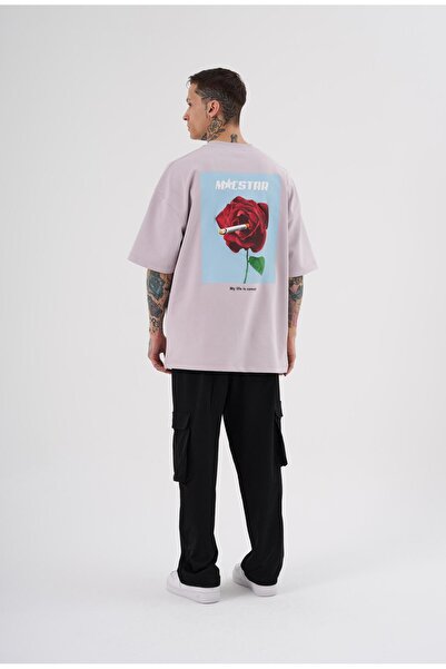 Machinist Men's My Life Is Comedy Printed Oversize Lilac T-Shirt