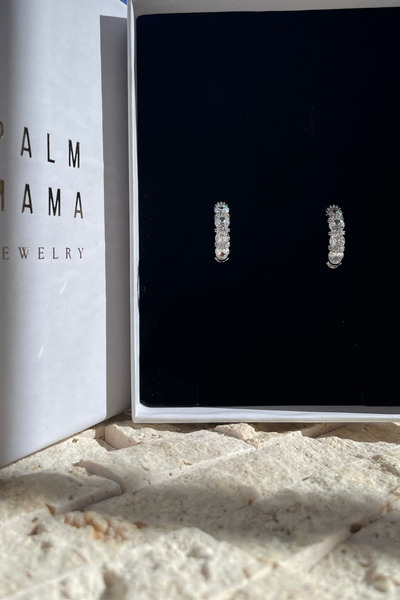 PALMMAMA Gümüş Zirkon Taşlı Şık Halka Küpe