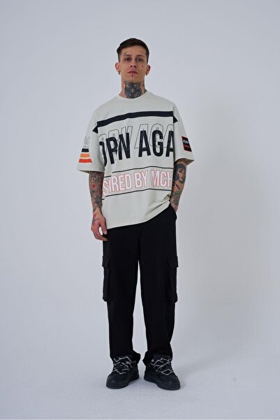 Machinist Ανδρικό μπλουζάκι Inspired By Machinist Printed Oversize Grey T-shirt