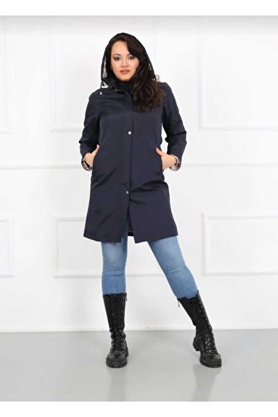 YASEŞA BUTİK ANNE KADIN GENÇ BÜYÜK BEDEN  LACİVERT MEVSİMLİK EKOSELİ CEPLİ FE...