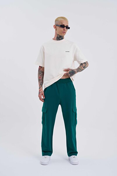 Machinist Men's Cargo Pocketed Relaxed Baggy Dark Green Sweatpants