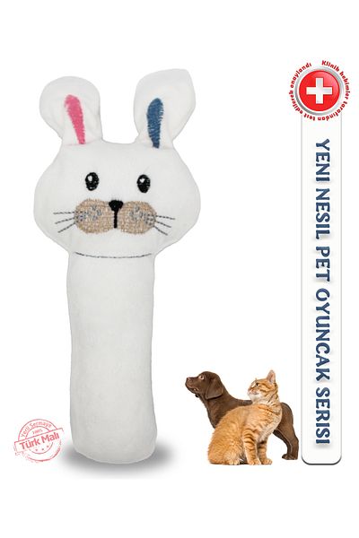 Silky Toys - Plush Toy for Dogs - Stick Rabbit / 15cm / White