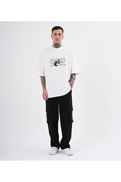 Machinist Ανδρικό μπλουζάκι Toxic People Printed Ecru Oversize