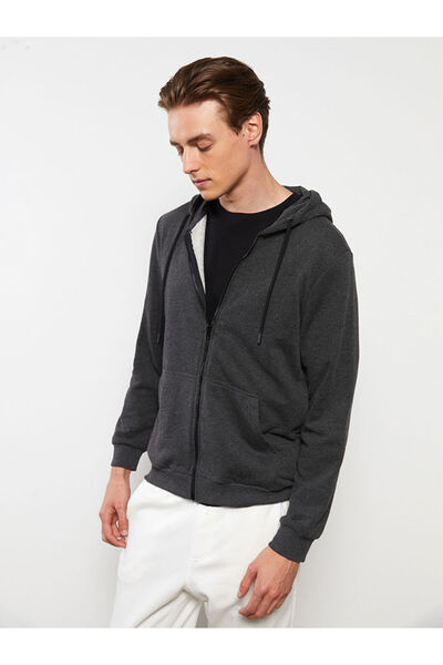 LC Waikiki Anthracite Standard Fit Hooded Men's Sports Cardigan