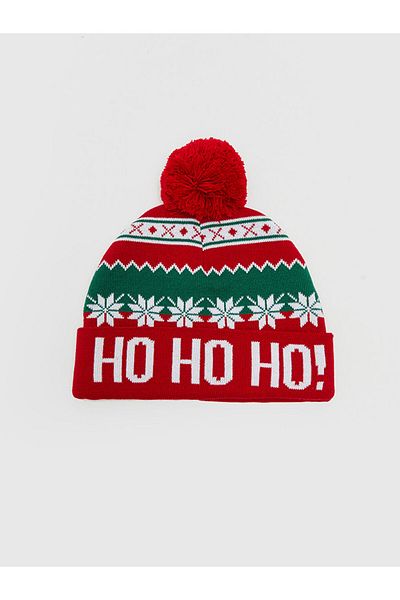 LC Waikiki Pompom-Strickmütze für Herren mit Neujahrsmotiv