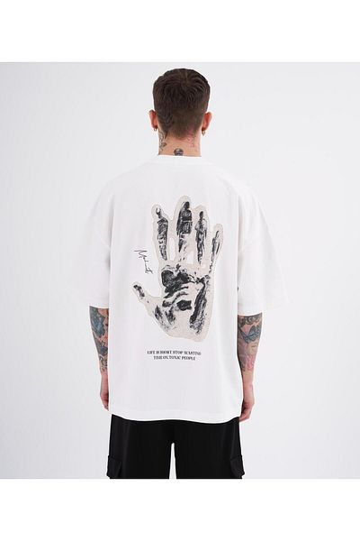 Machinist Ανδρικό μπλουζάκι Toxic People Printed Ecru Oversize