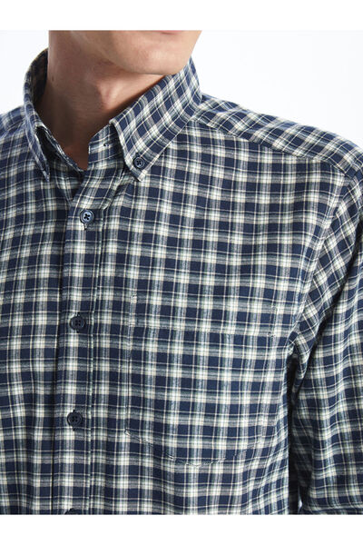 LC Waikiki Μακρυμάνικο καρό ανδρικό πουκάμισο με κανονική εφαρμογή